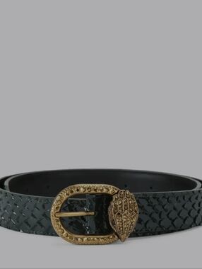 Kurt geiger Gold-Accent Dark Green Textured Women's Belt New With Tags